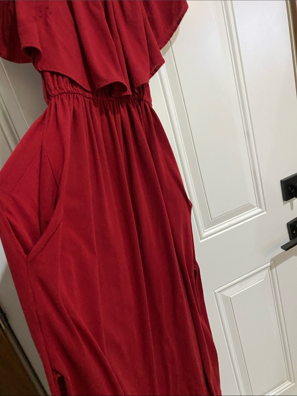 Off-Shoulder Maxi Dress — Wine Red - Picture 5 of 5